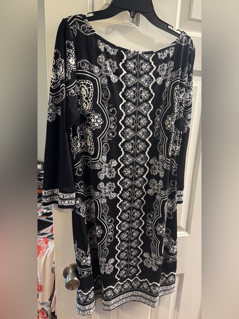 White House Black Market Medium Black and White Floral Medallion dress